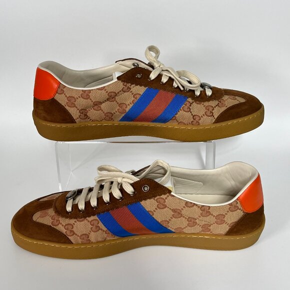 Gucci Original GG Supreme Shoes Mens Size 12 Brown Blue Bee Stripe 521682 KY940G - Picture 8 of 15